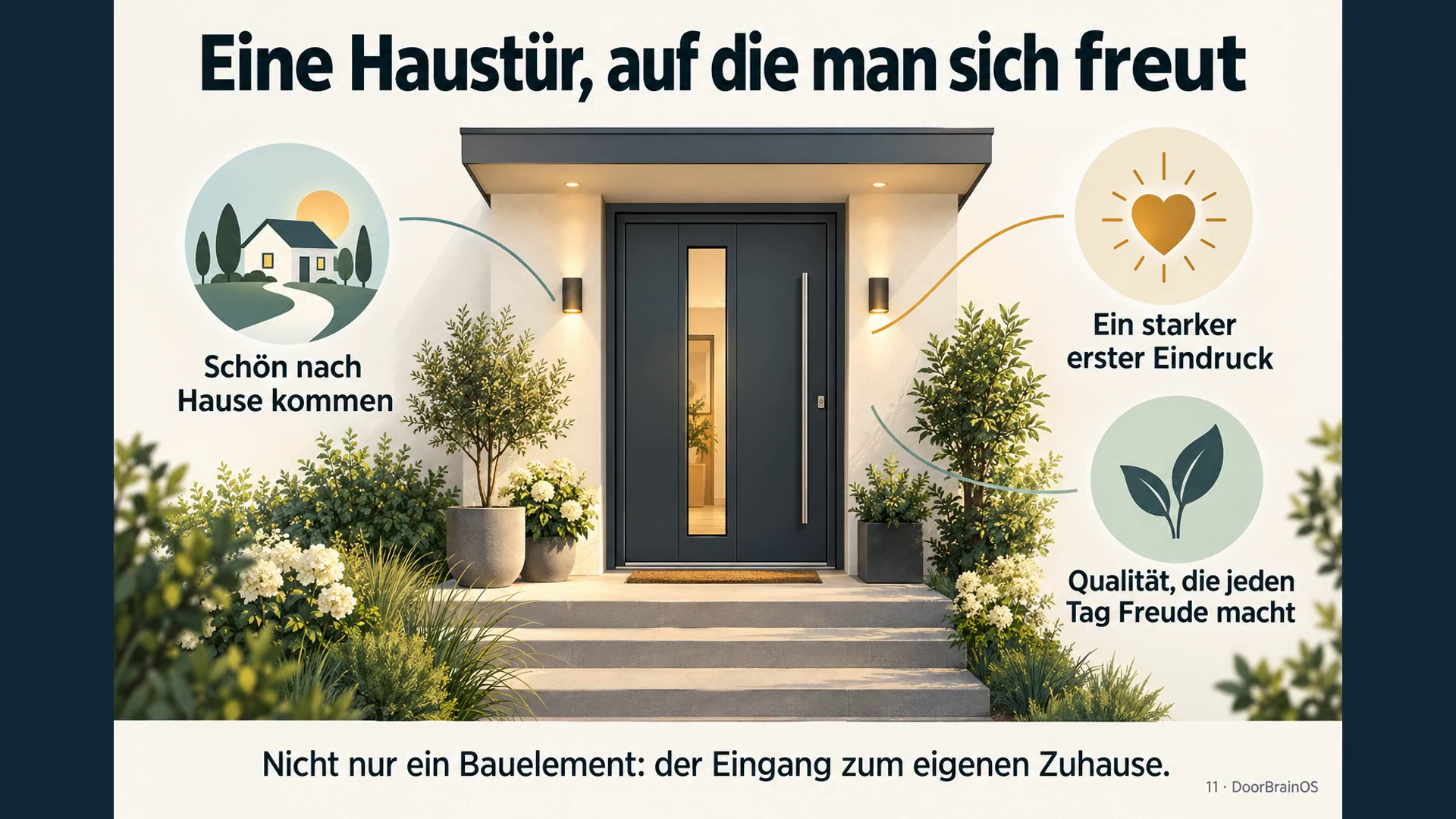 Ein einladender Hauseingang: Eine Haustür, auf die man sich freut.